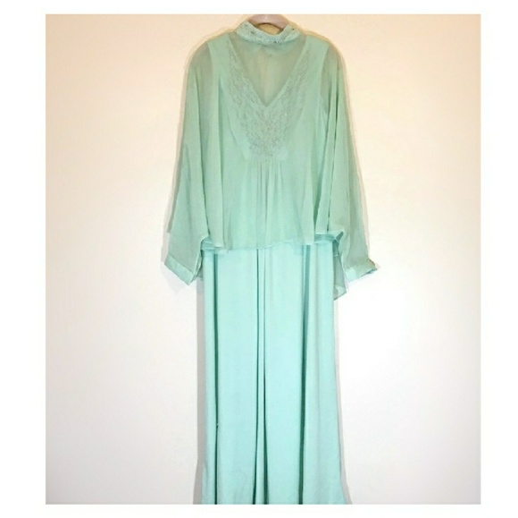 Vintage Dresses & Skirts - Vintage 60’s Elegant Hand Beaded Mint Gown & Cape